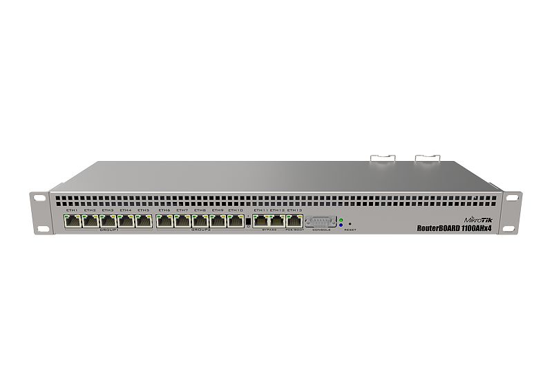 RB1100AHx4 Mikrotik RB1100AHx4, 13 Port Gbit LAN, RouterOS Level 6 , 1U Router / Firewall / Hotspot