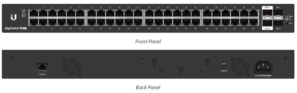 ES-48-LITE Ubiquiti Edge Yön. Gigabit Switch 48x1Gbit Eth + 2x SFP + 2x SFP+